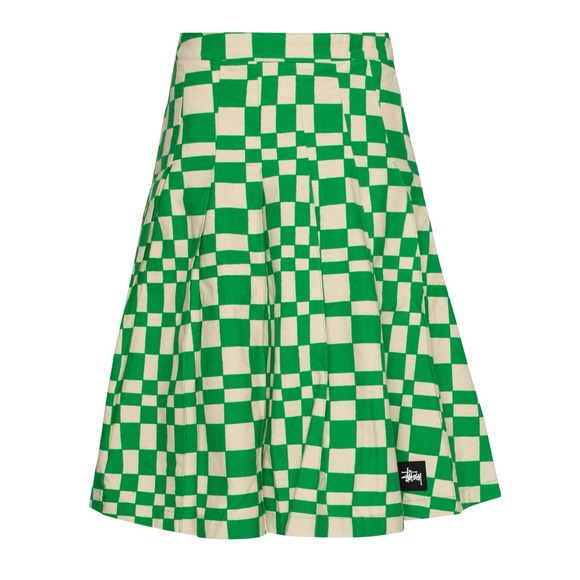 Stussy Sabi Checker Pleated Skirt in Green size Medium - Picture 1 of 4